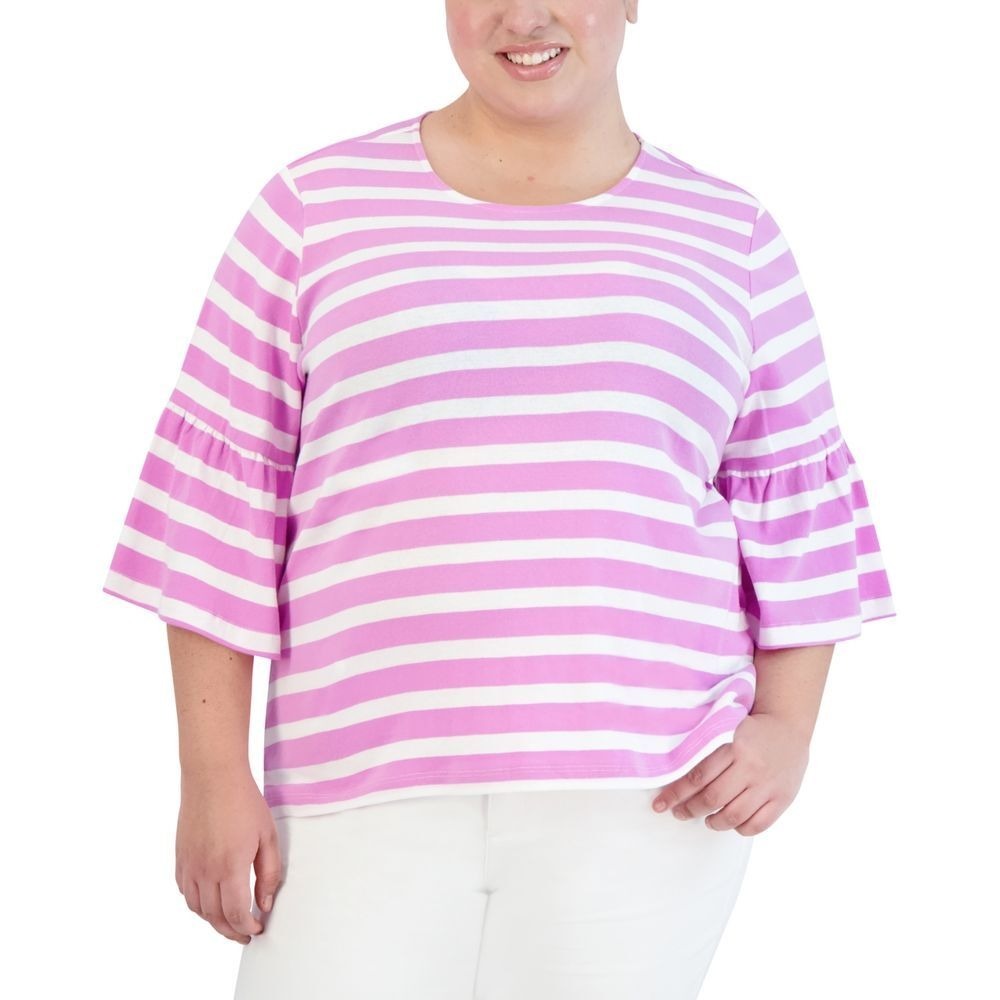 Jones‎ New York Plus Size Purple Striped Top Size 2X